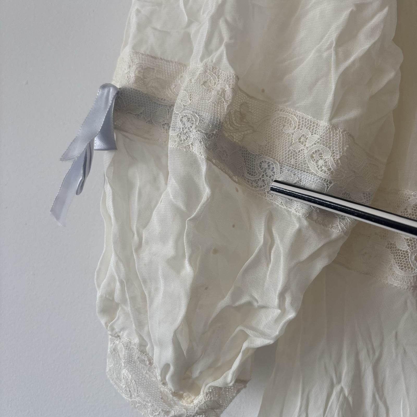Vintage Edwardian Sheer Nightgown Lace Robe Ethereal Victorian Sheer FLAWS~AS IS