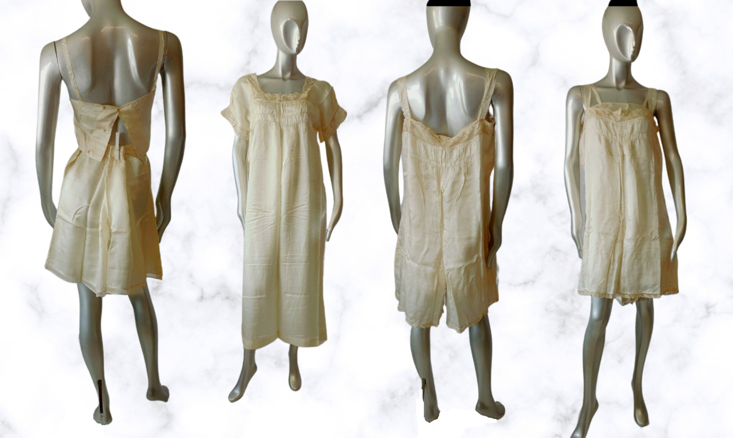 Edwardian 6 Piece Early 1900s Hand-Made Wedding Dress + Under Garment+Nightgown
