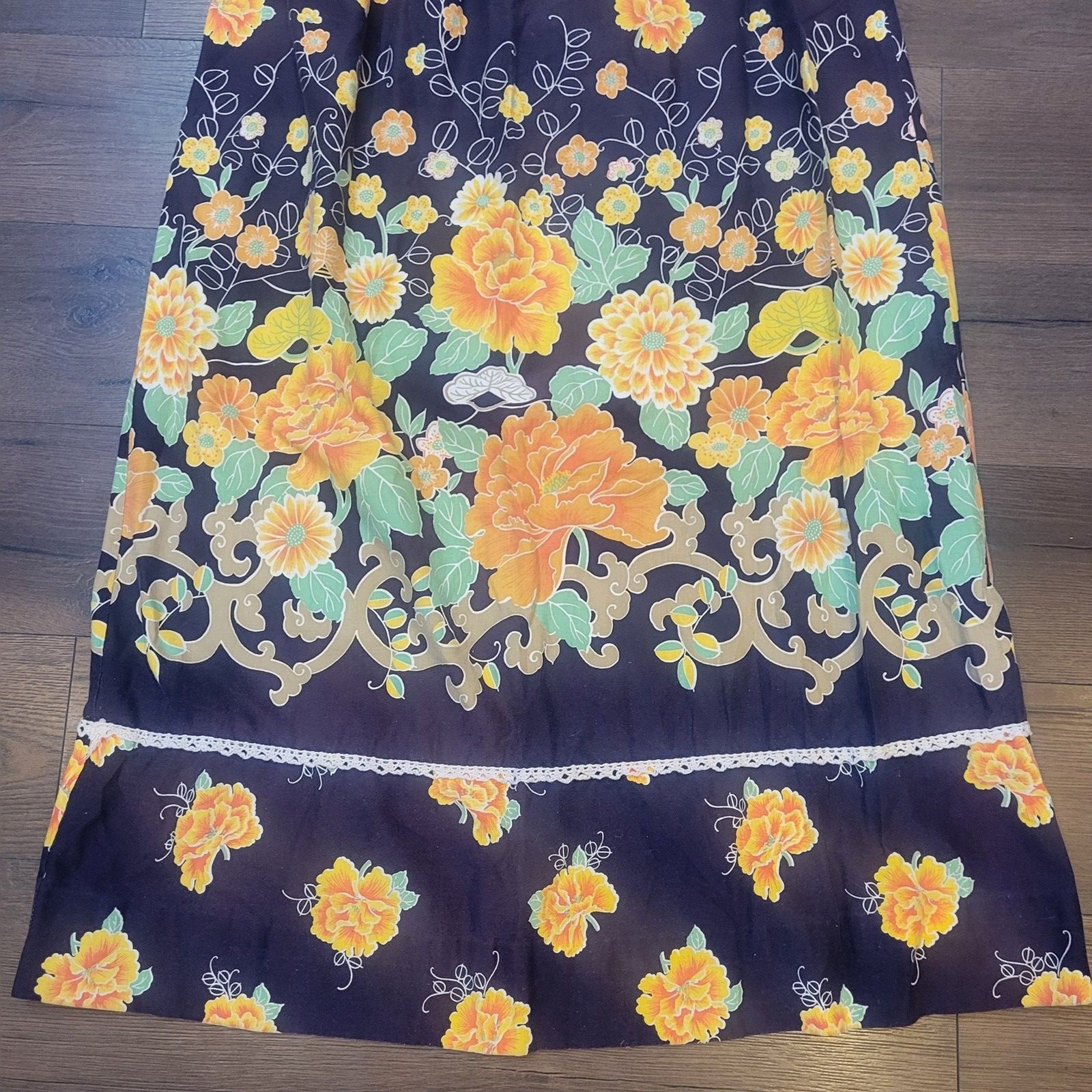 Vintage 60s 70s Penneys Hawaii Cotton Maxi Dress MuuMuu MuMu Floral Boho Tiki