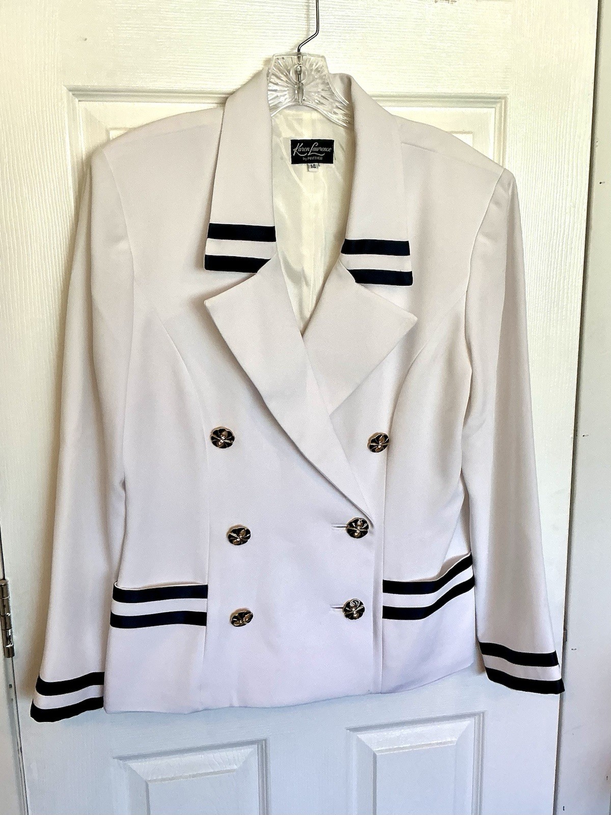 Vintage Karen Lawrence by Matthew White Nautical Sailor Inspired Jacket Size 14