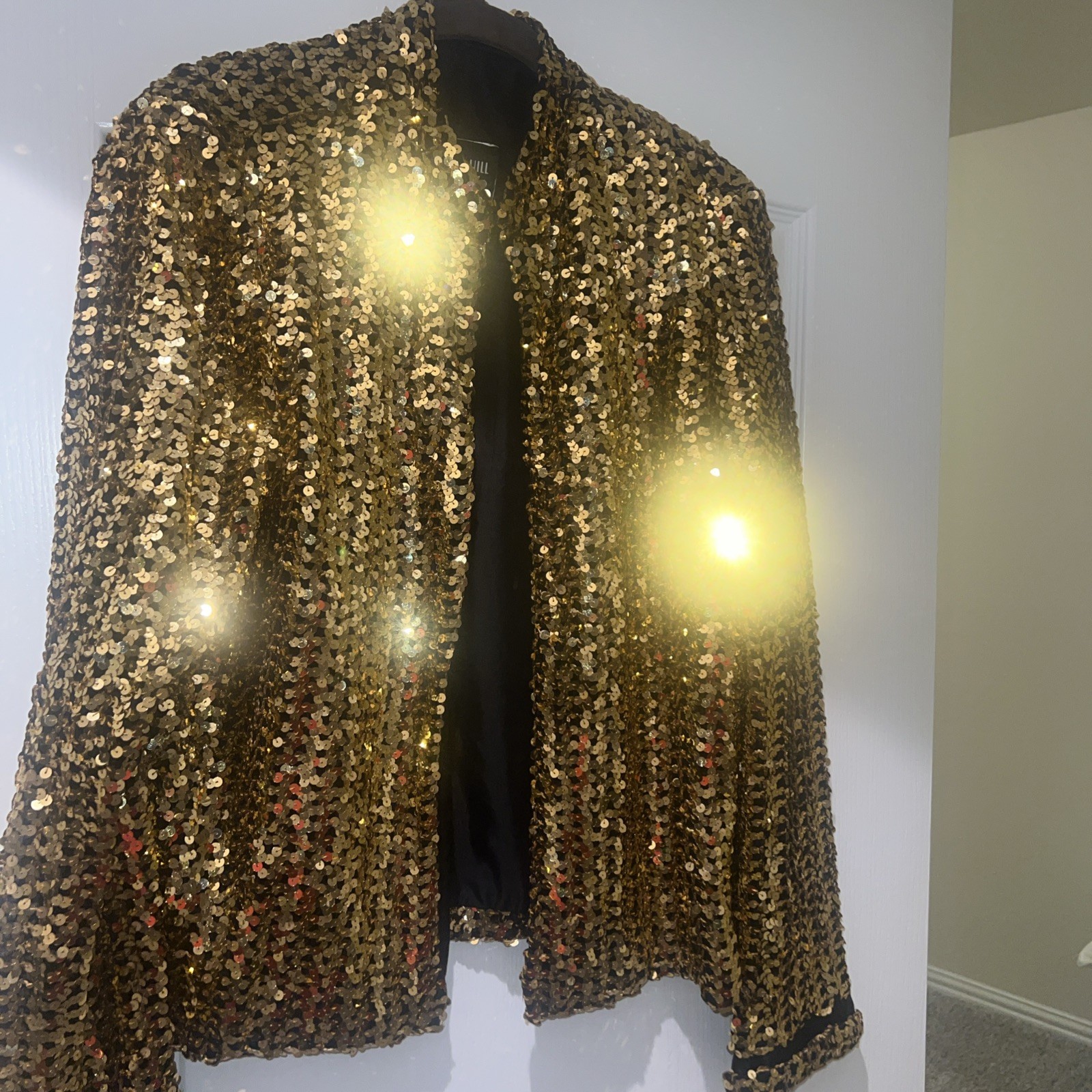 Vintage Rob Hill For Mister Jay Sequin Jacket Gold Large
