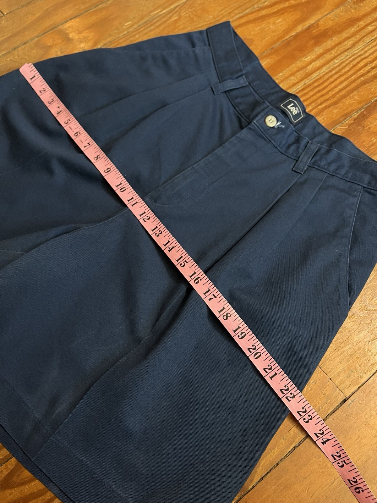 Vintage 80s 90s Lee Pleated High Waisted Navy Shorts Preppy Academia Size 12