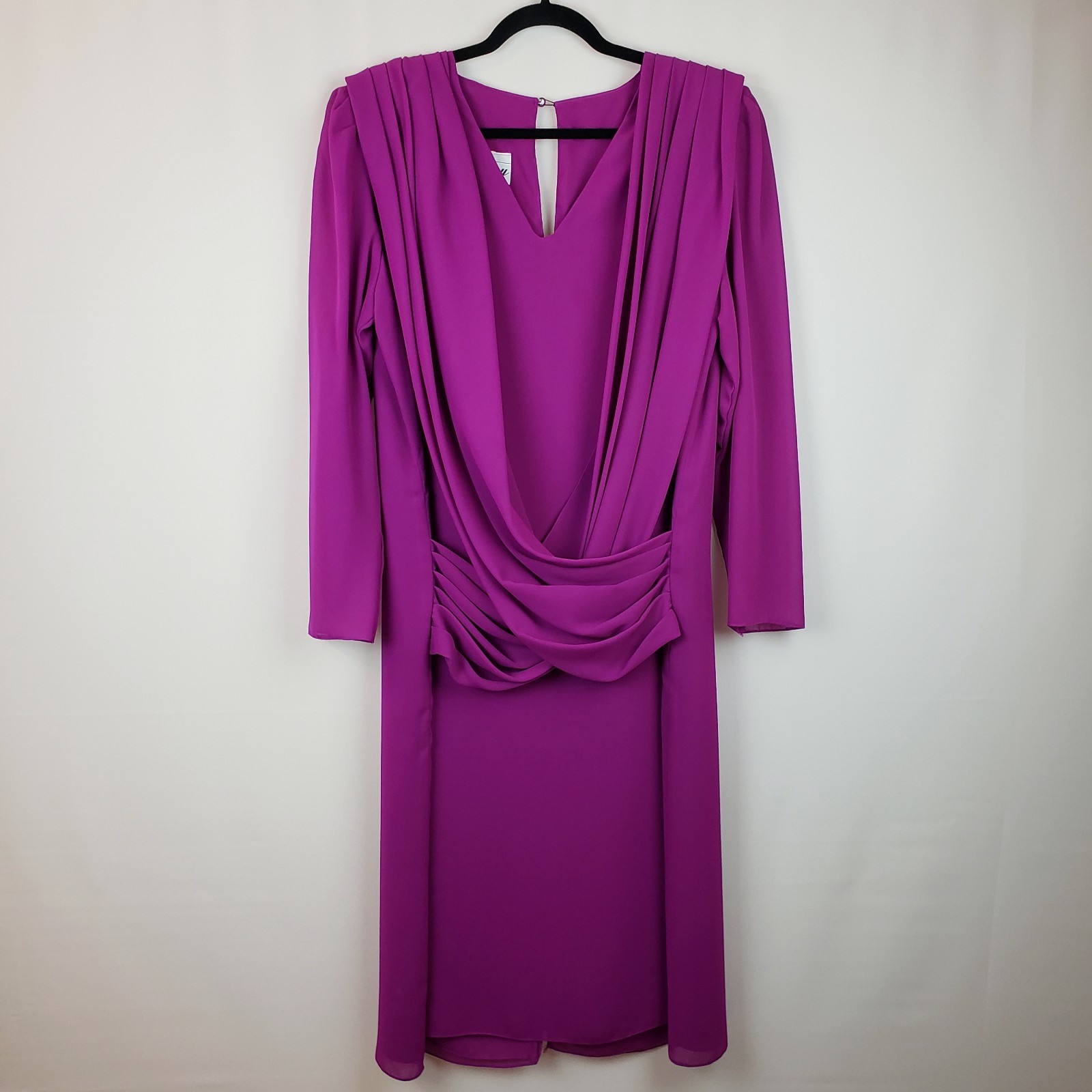 1980s Darcy Dress Modern Size 12 Magenta Draped Sheath Golden Girls Date Night