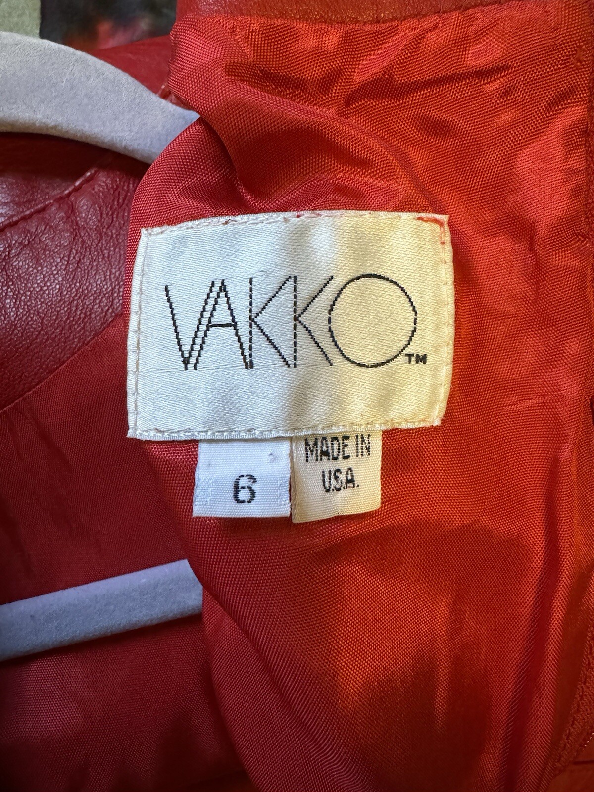 Vintage 1980s Red Leather Dress Vakko USA Sz S