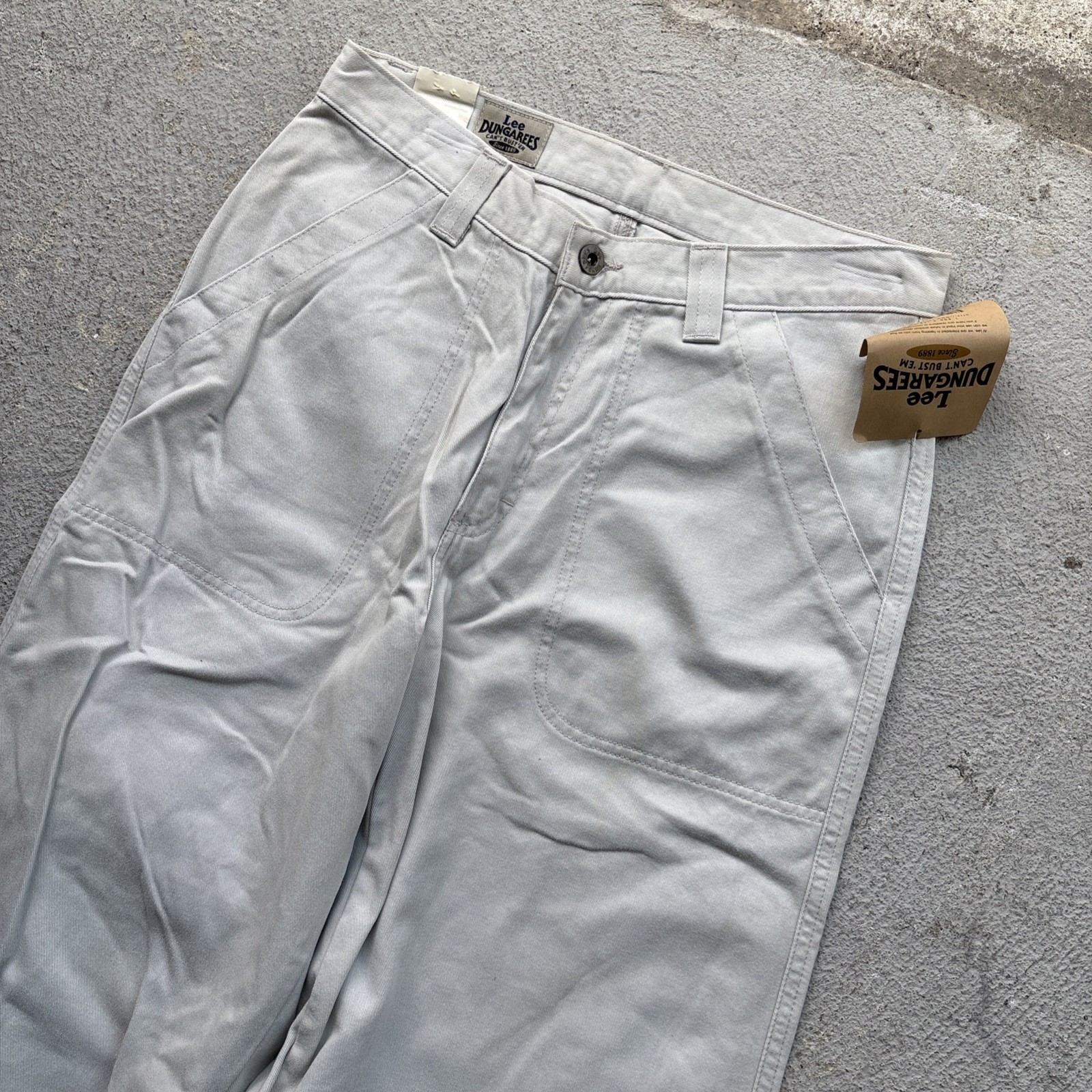 Deadstock VINTAGE 90s Lee Dungaree Chico Fatigue Military Pants 7 Khaki Baggy