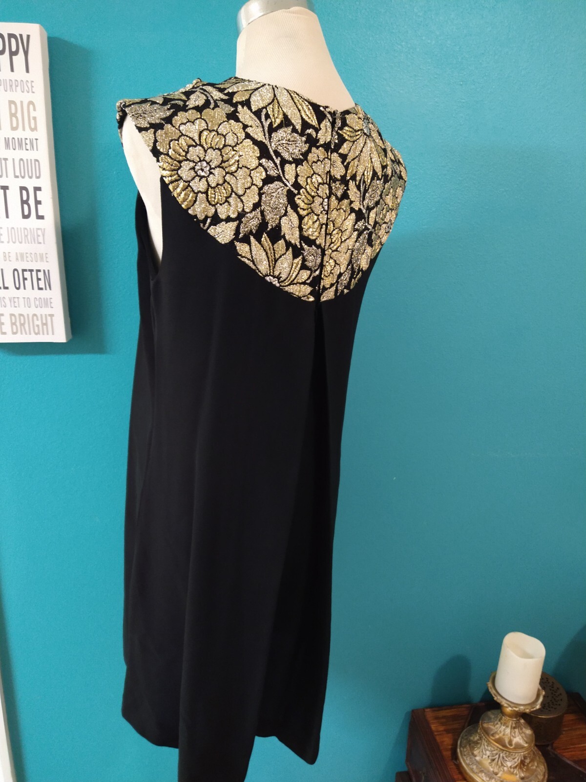 Vintage Gold And Black Dress Shorts/ Short Dress 60s Wanda Belli