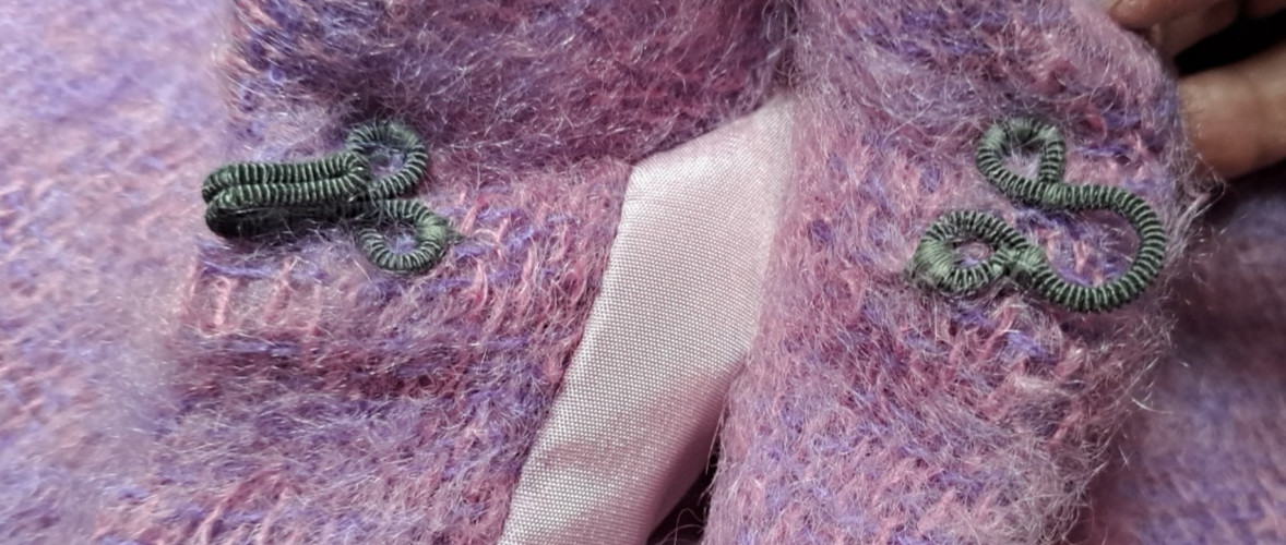 Purple Scottish Mohair/Wool Cape Hemmings Donegal Vtg 1960s Women’s S-M Heather