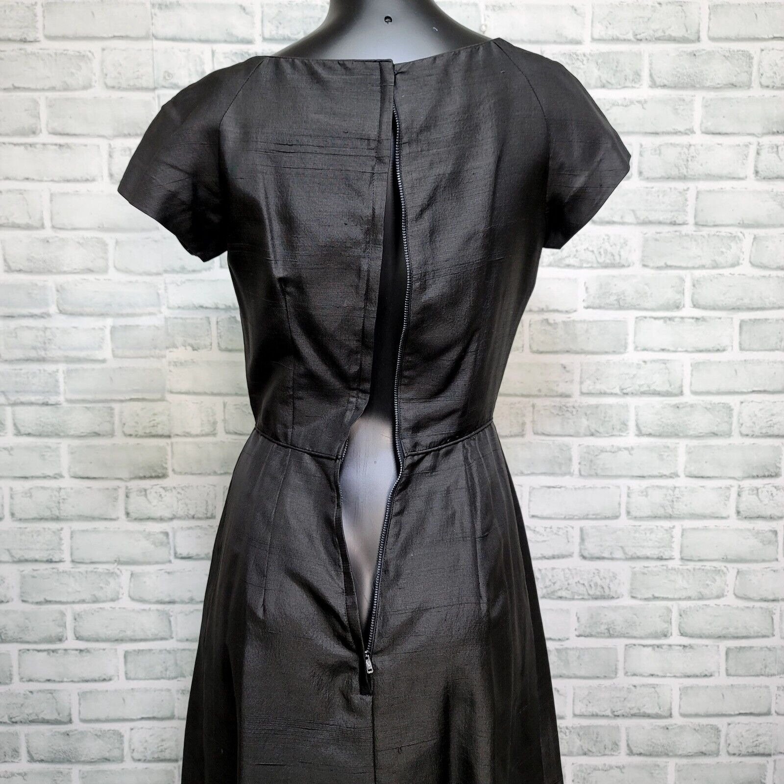 Vintage 60s Handmade Black Cocktail Dress A Line Mod Mad Men Party Womens S