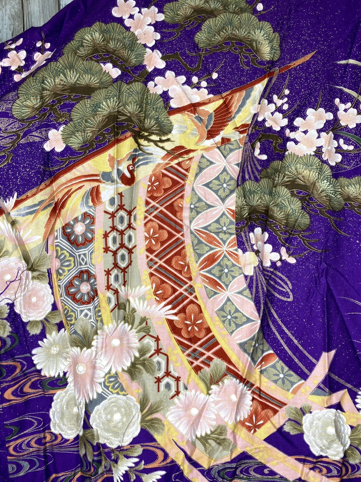 VTG Ichiban Kimono Robe Novelty Print Floral Jacket House Coat Lounge