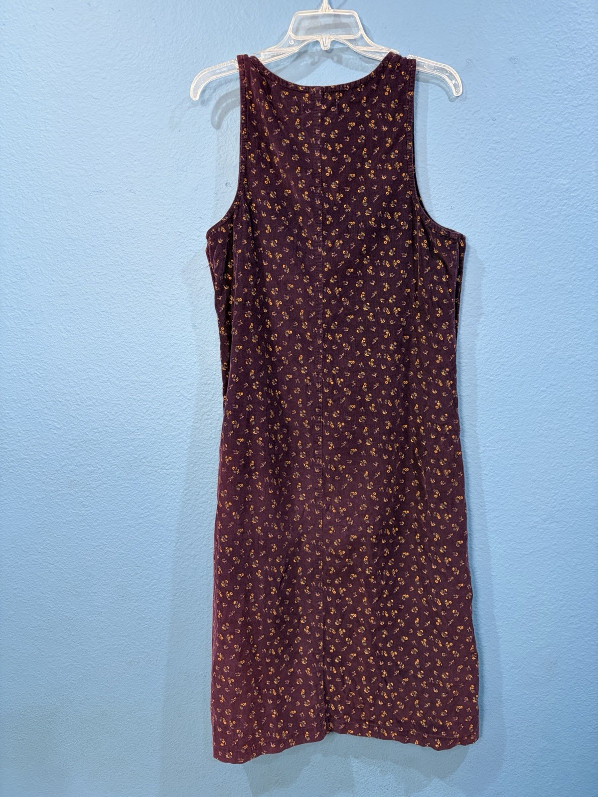 Vintage FADS Purple Floral Sleeveless Corduroy Romper Dress Pockets Women SZ 4P