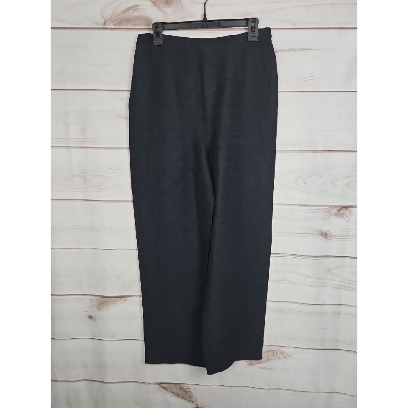 Vintage Giorgio Armani Le Collezioni Wide Leg Trousers Womens 10 Navy Silk Linen