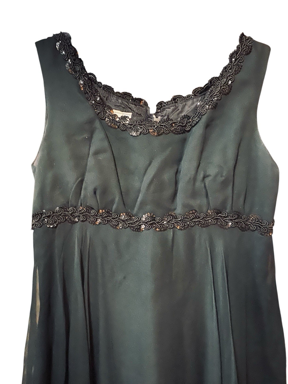 Vtg 1960’s SABA Jrs California Black Chiffon Beaded Babydoll Dress Sleeveless