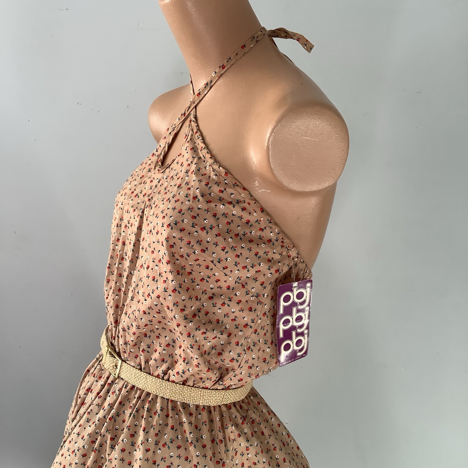 VTG 1970’s PBJ By Jerell Of Dallas Deadstock Ditsy Floral Print Halter Dress