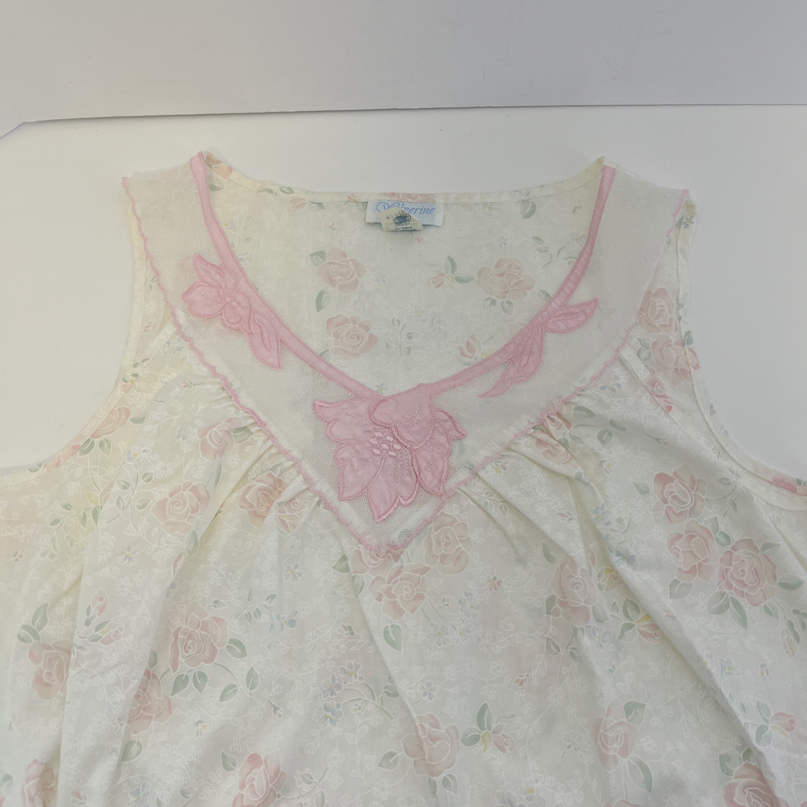 VTG Wolverine White & Pink Floral Nightgown & Housecoat Robe Poly Blend Set Med