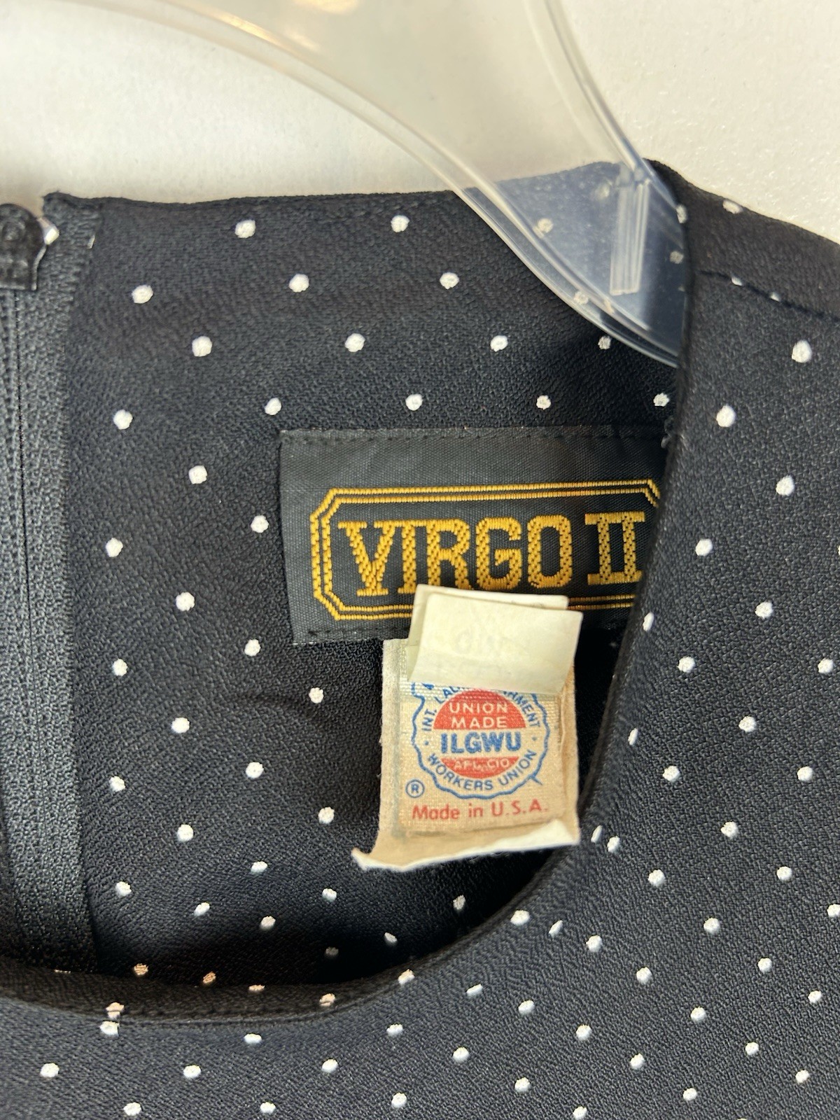 Vintage Virgo II Midi Dress Womens 8 Black Polka Dot Union Label 80s Office Read