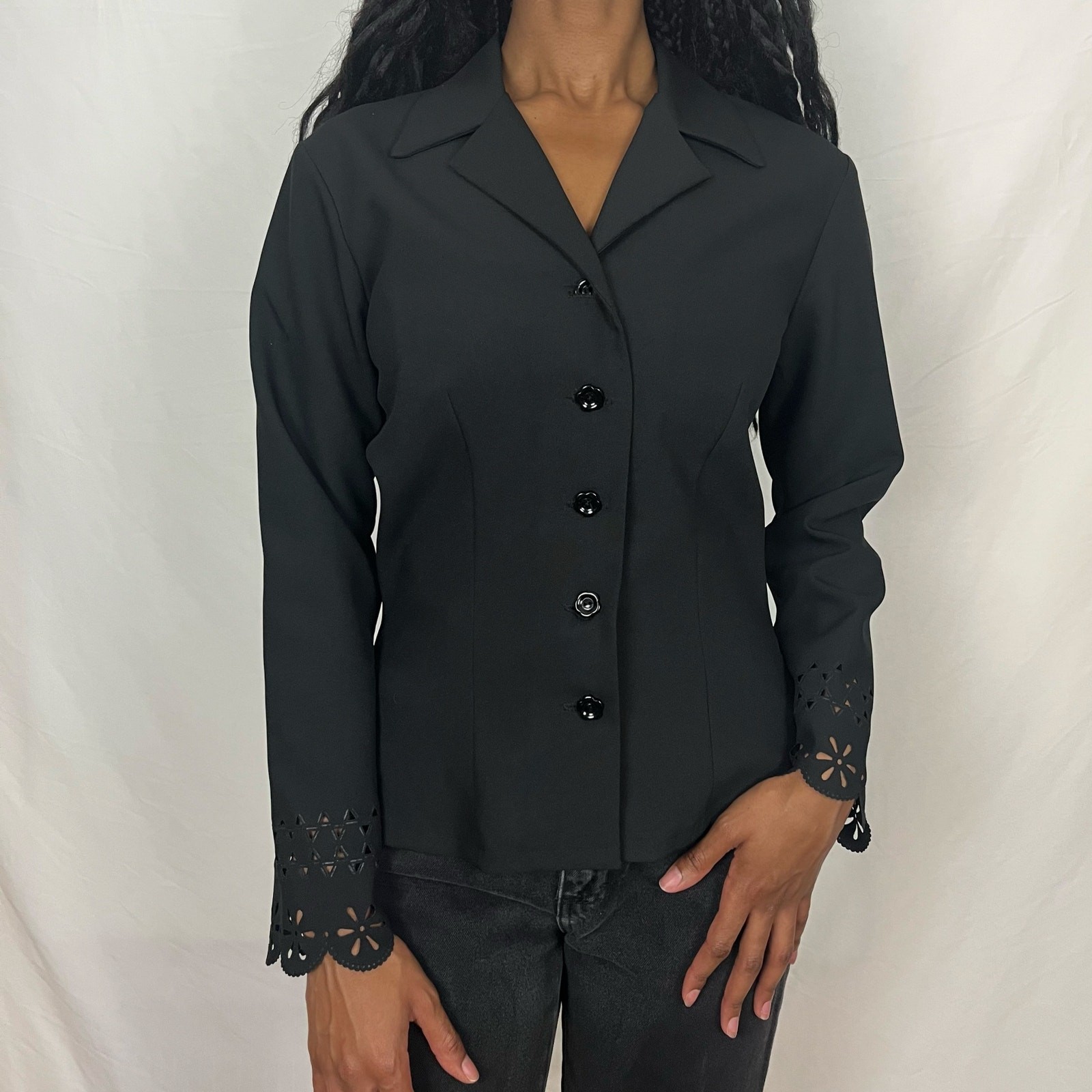VINTAGE 90S STAR C. C. C. CITY CLOTHING CO BLACK BLAZER WOMENS (M)