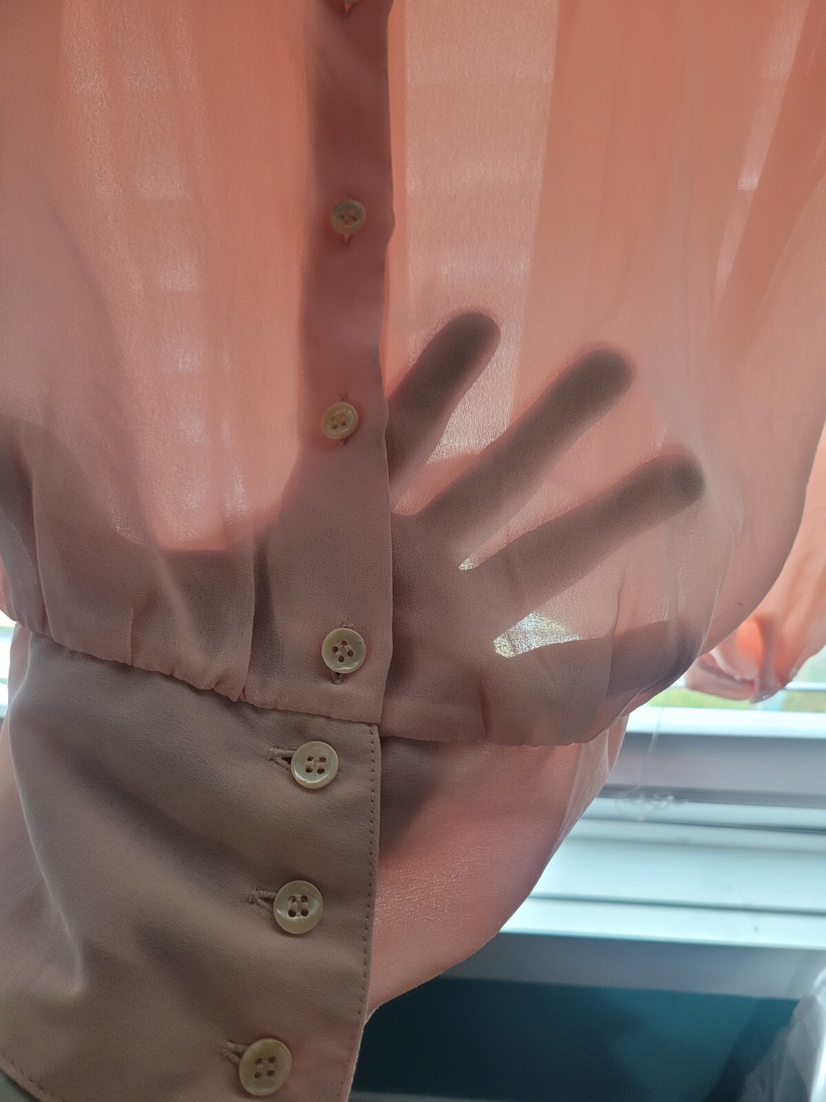 Vintage Ellen Ashley Peach Long Sleeve Button Back Blouse Sz 6