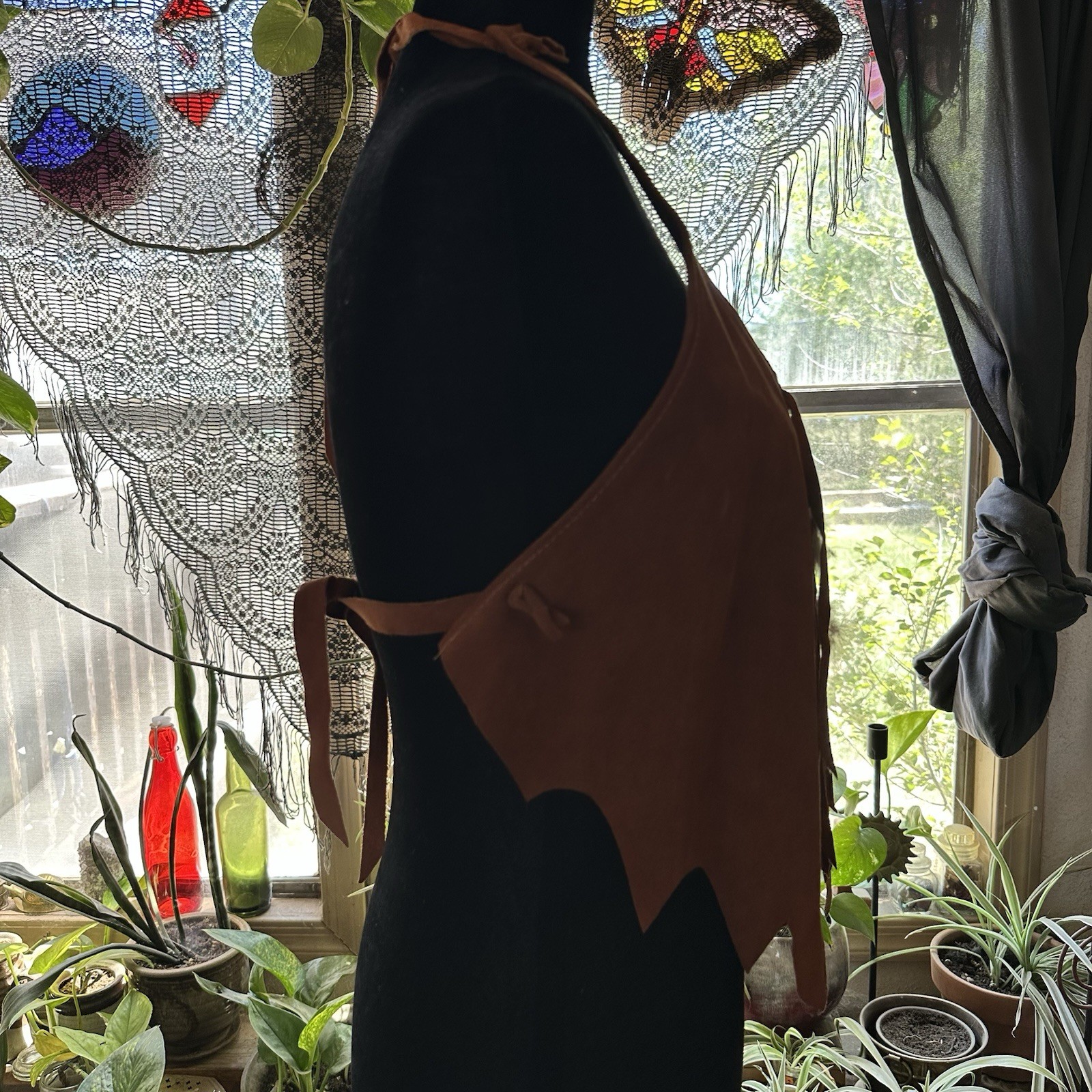 Vintage 70’s NWOT Deadstock Rust Brown Suede Halter Top. Small. Boho. Festival.