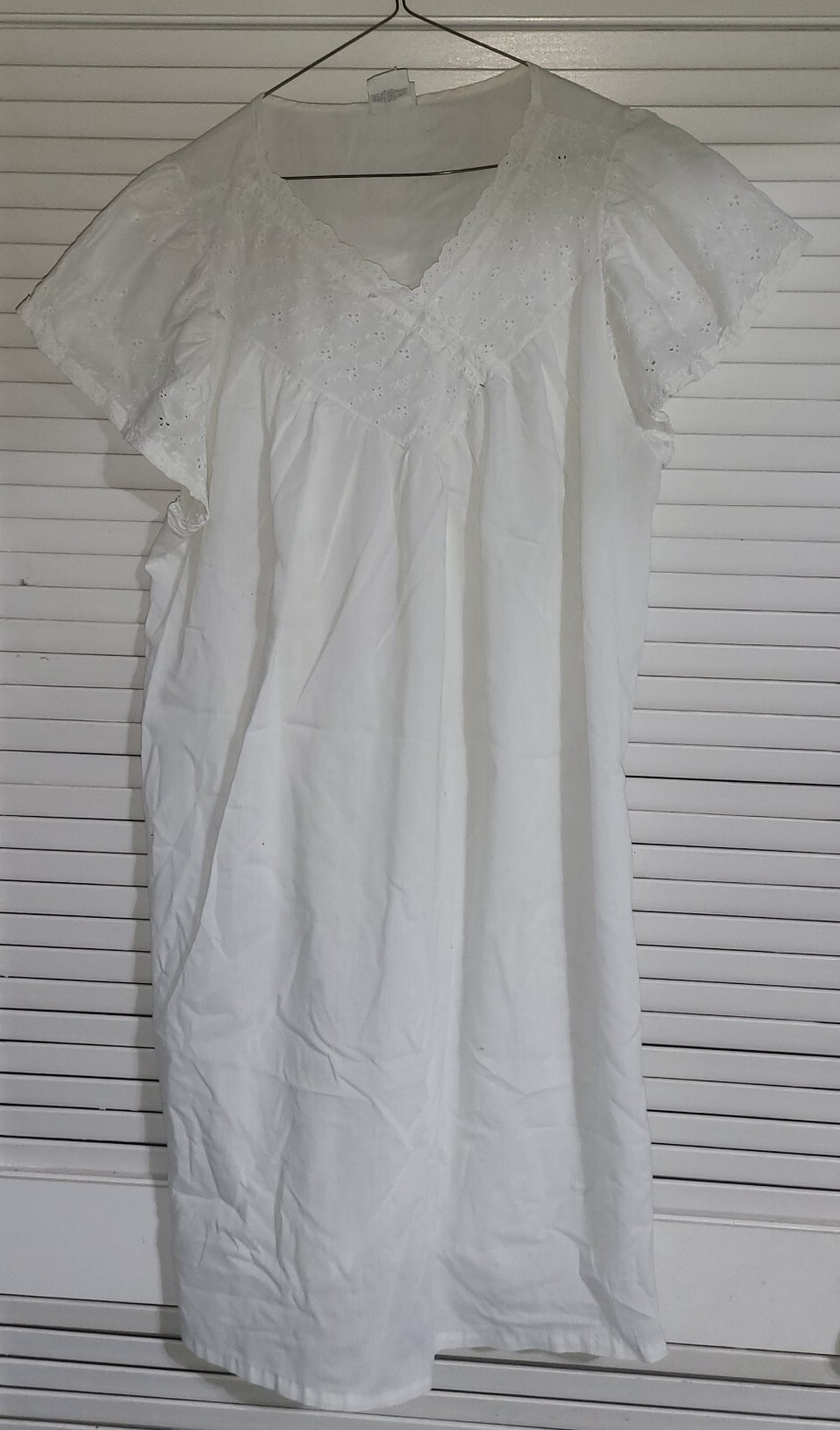 GILLIGAN & O’Malley Night Gown White Eyelet Lace 16-18 Large MADE IN USA VTG