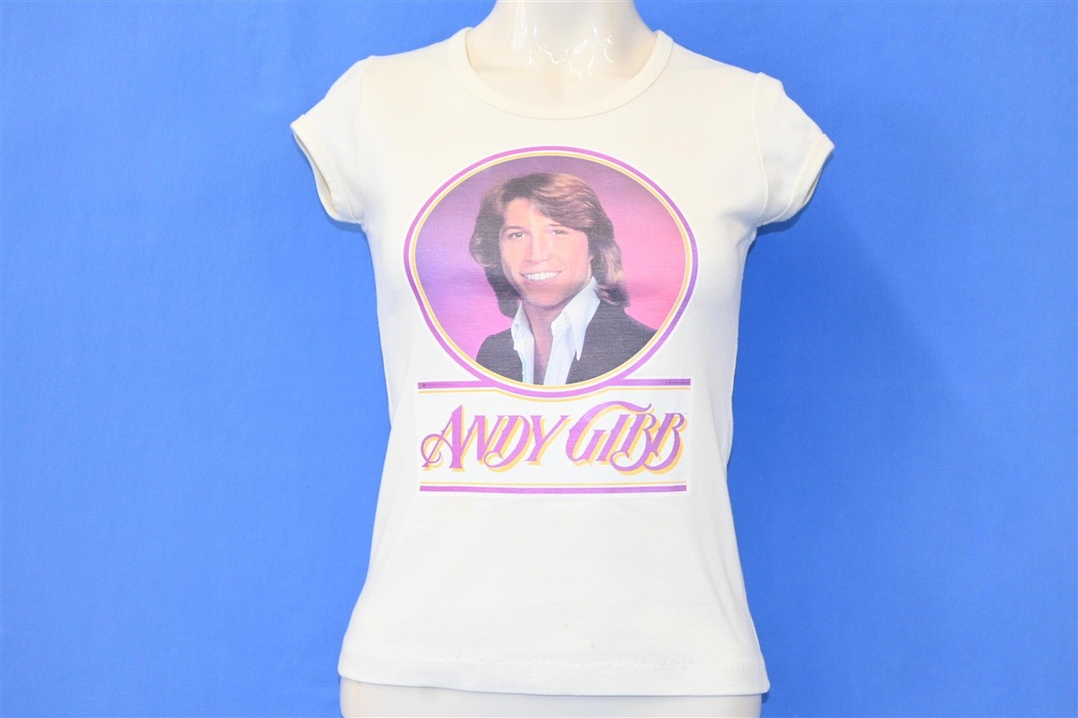 vintage 70s ANDY GIBB SINGER ACTOR PORTRAIT IRON ON SOFT t-shirt WOMEN’S XS