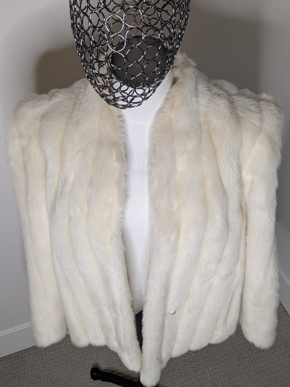 Vintage 80s Luxury Faux Fur Coat by Intrigue Glenoit White Vegan Size Small