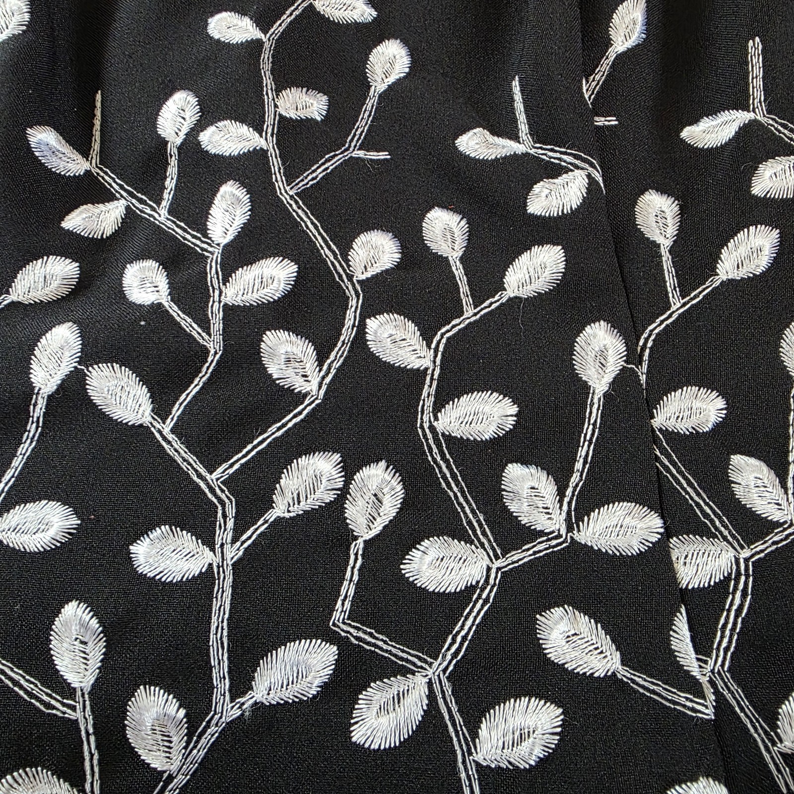 Vintage Dawn Joy Fashions Pantsuit W/white Embroidered Leaf Pattern Sz 11/12