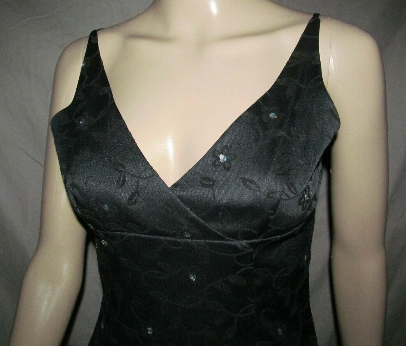 Black Satiny dress velvet Floral Glitter accents Juniors 5 6 JODI KRISTOPHER