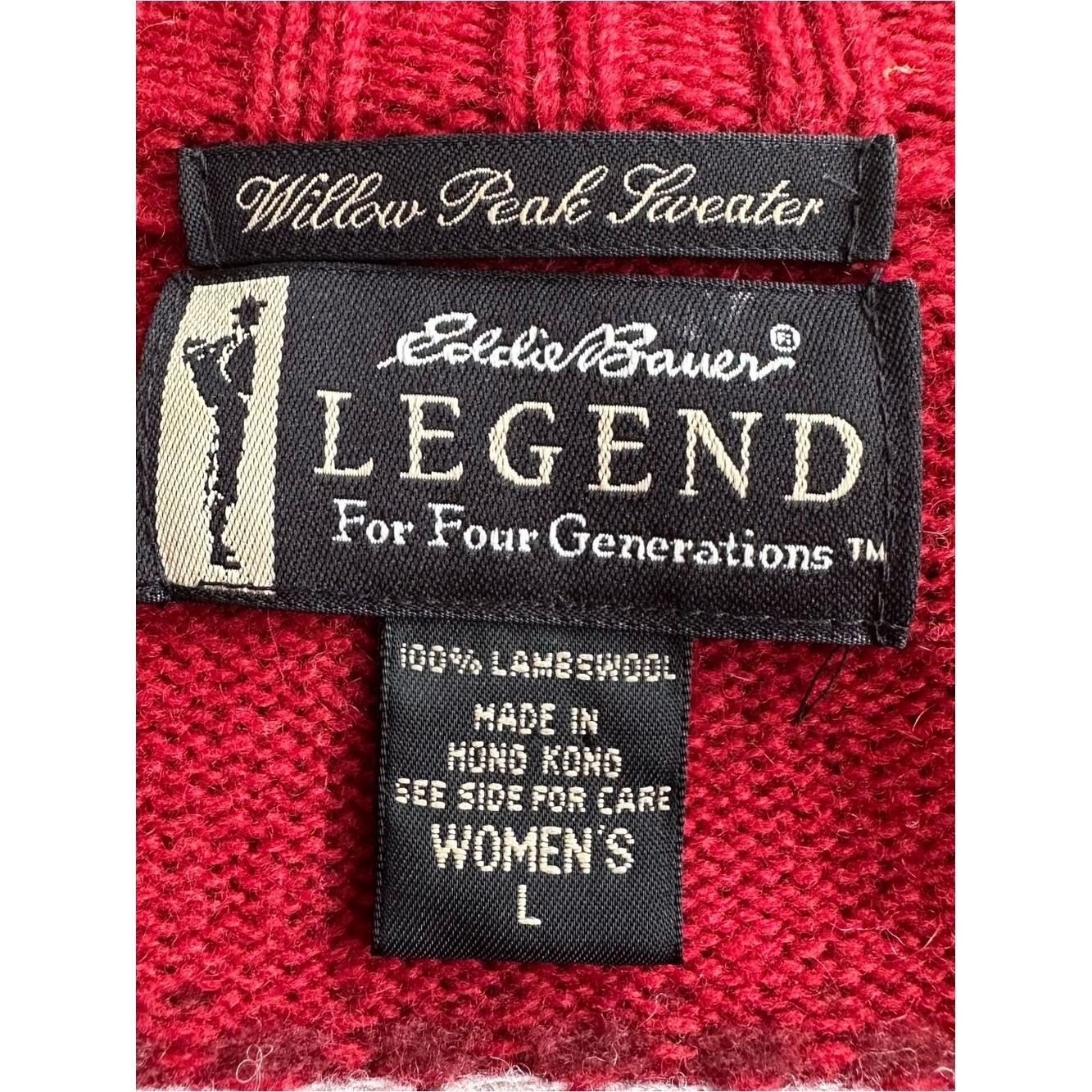 90’s VTG Eddie Bauer Legend Willow Peak Sweater Red Fair Isle Lambswool Cardigan