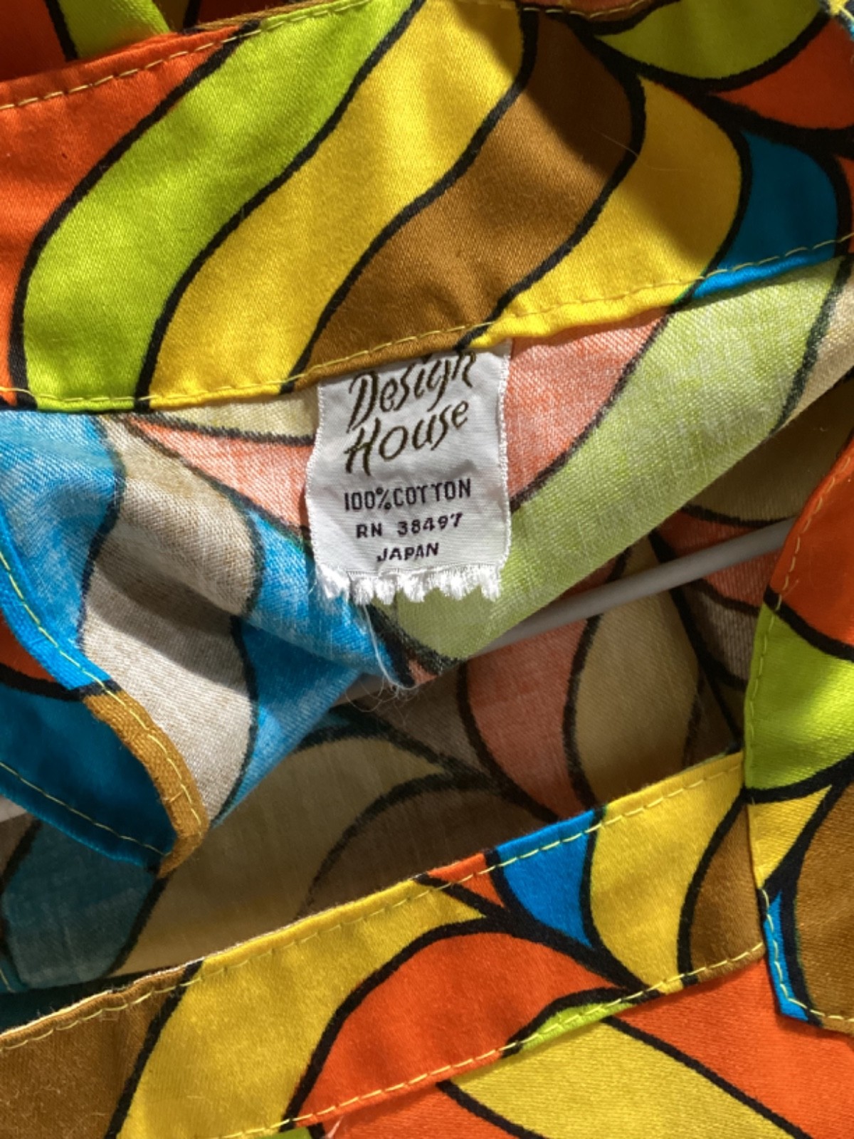 Vintage 1970s Womens Psychedelic MCM Smock Open Back Top Sz M