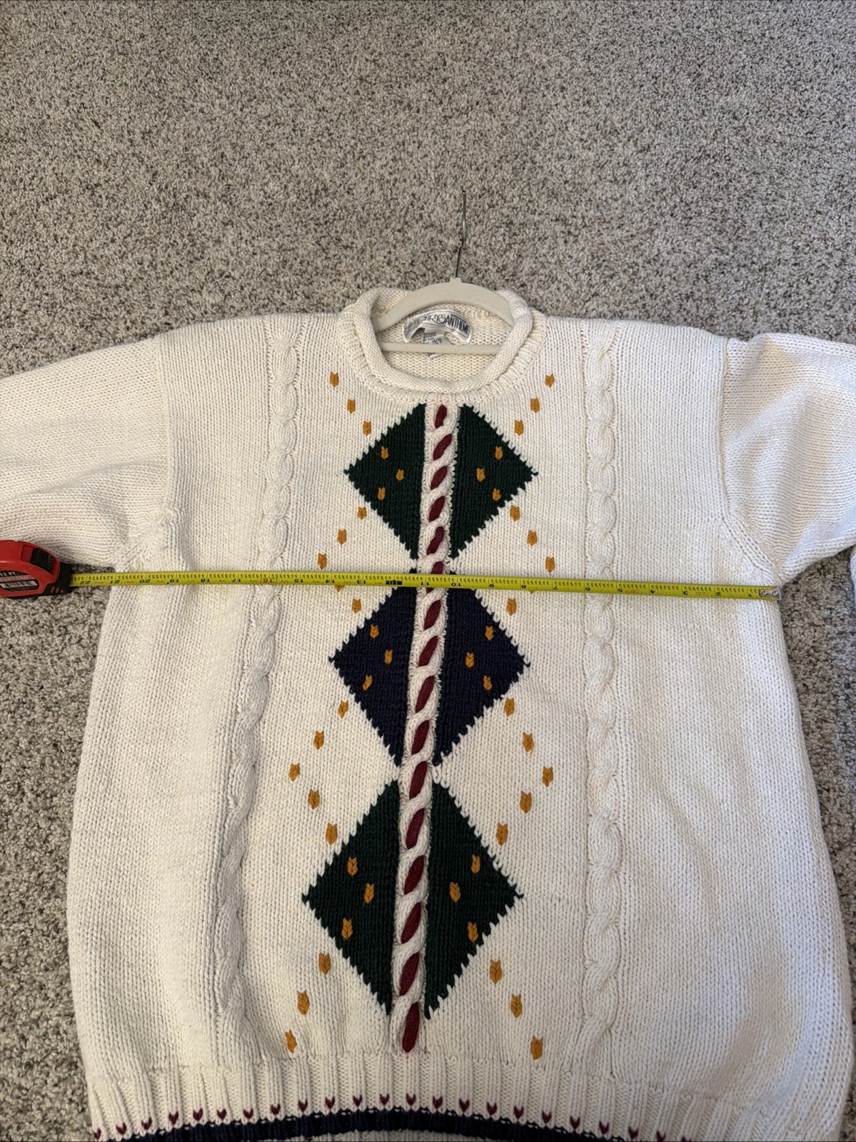 Vintage Novelty Argyle Fun Preppy Geometric Multicolor Oversized Sweater 14/16