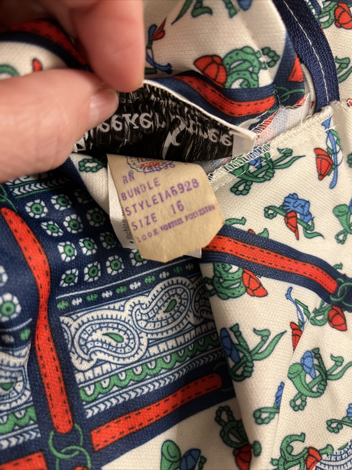 Vtg 60s 70s Bleeker Street Dress Retro Large NWT Woodward & Lothrop equestrian