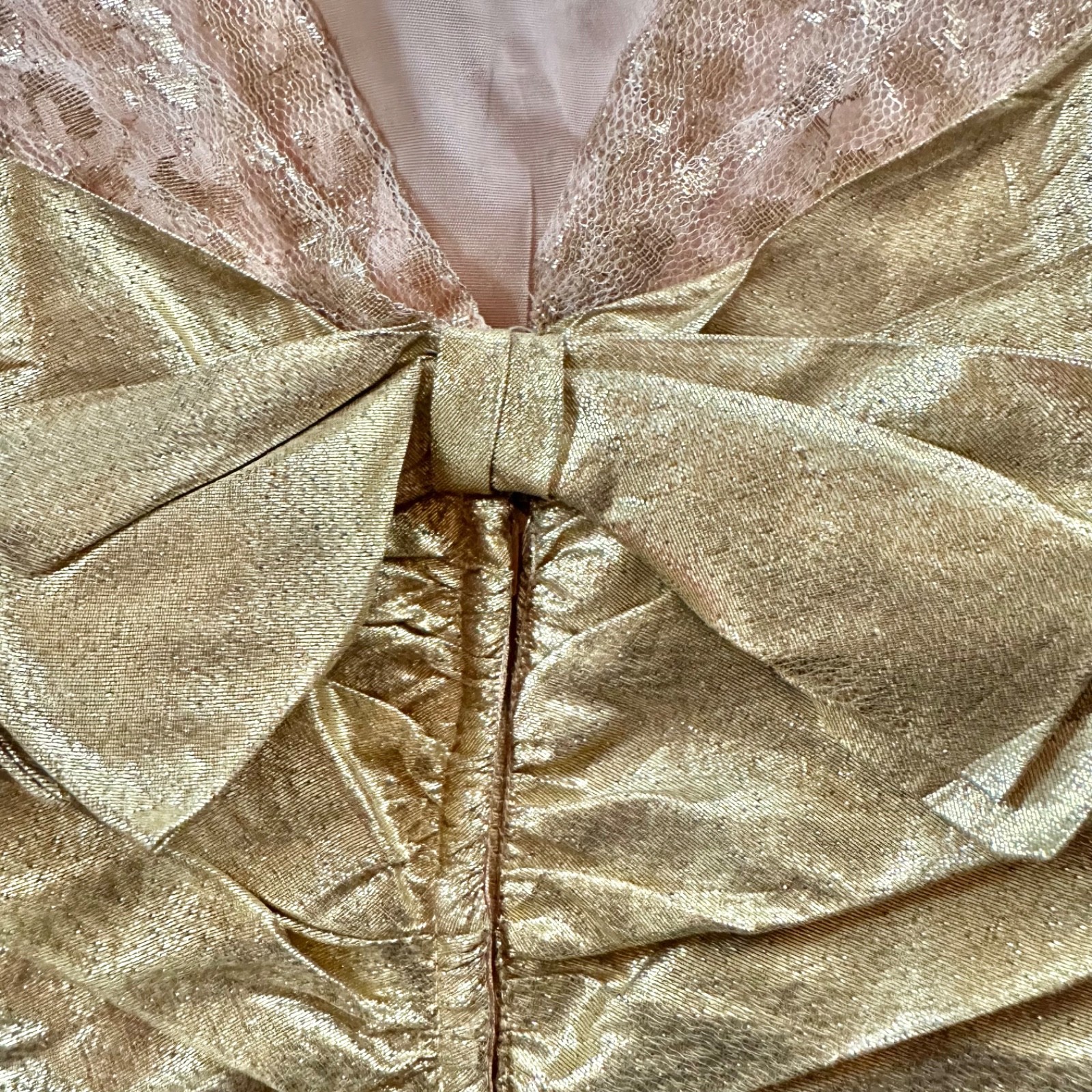 Vintage 1950s Gold Champagne Tulle Cupcake Prom Queen Dress VLV Wedding Gown XS