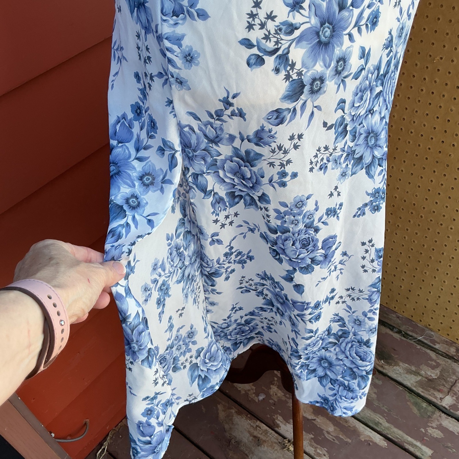 Victoria’s Secret Gold Label Blue White Floral Maxi Robe Slip Set Cottagecore