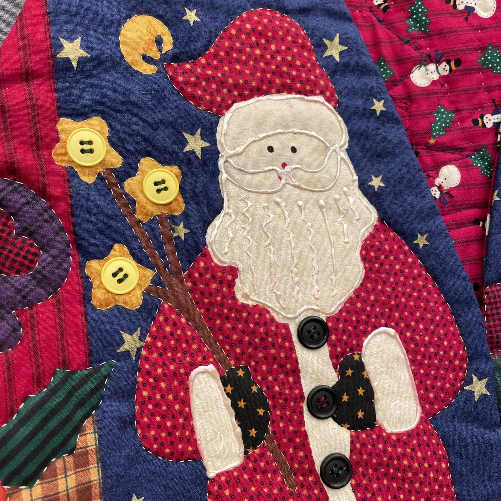Vtg Handmade Womens XXL Quilted Christmas Vest Holiday Party Ugly Santa Grandma