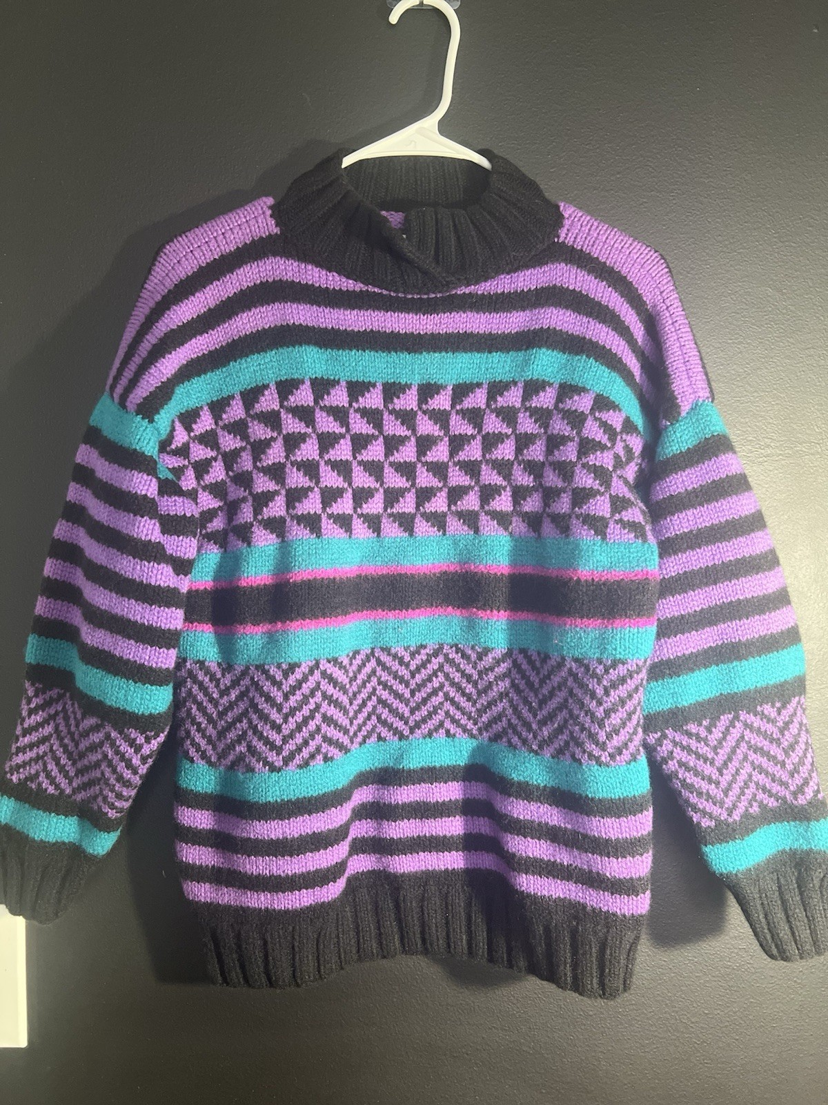 Vintage 80s 90s MADE IN USA Spunky Women’s Bright Geometric Sweater Size MEDIUM