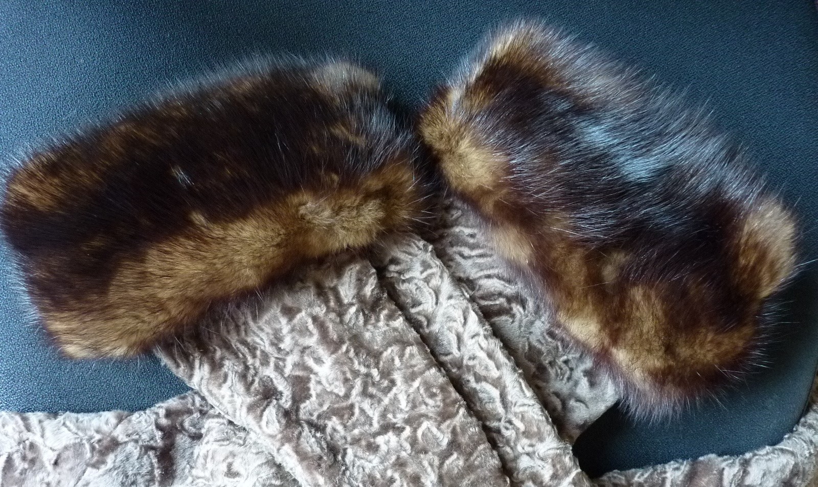 Persian lamb Russian sable collar cuffs coat M