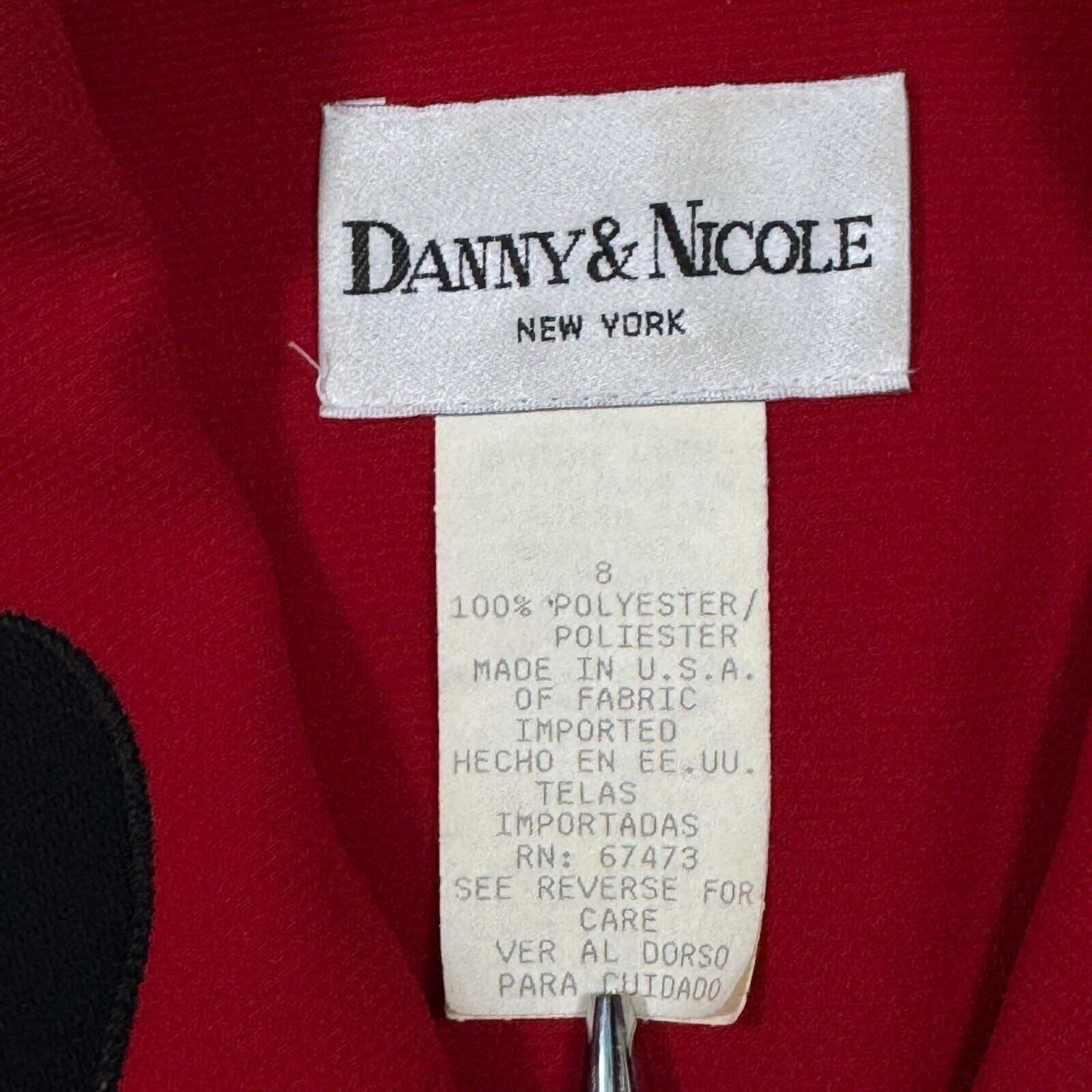 Vintage Danny Nicole Double Breasted Dress Coat Womens Sz 8 Red Padded Shoulders
