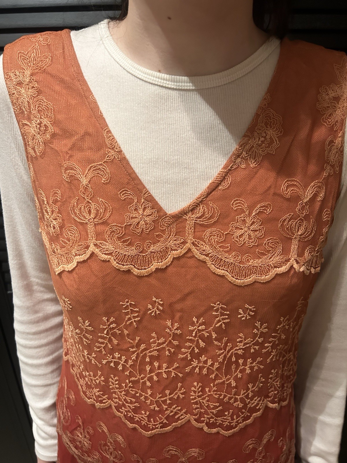 Vintage April Cornell Anastatia Dress Pink & Orange & Red Lace Perfect For Fall