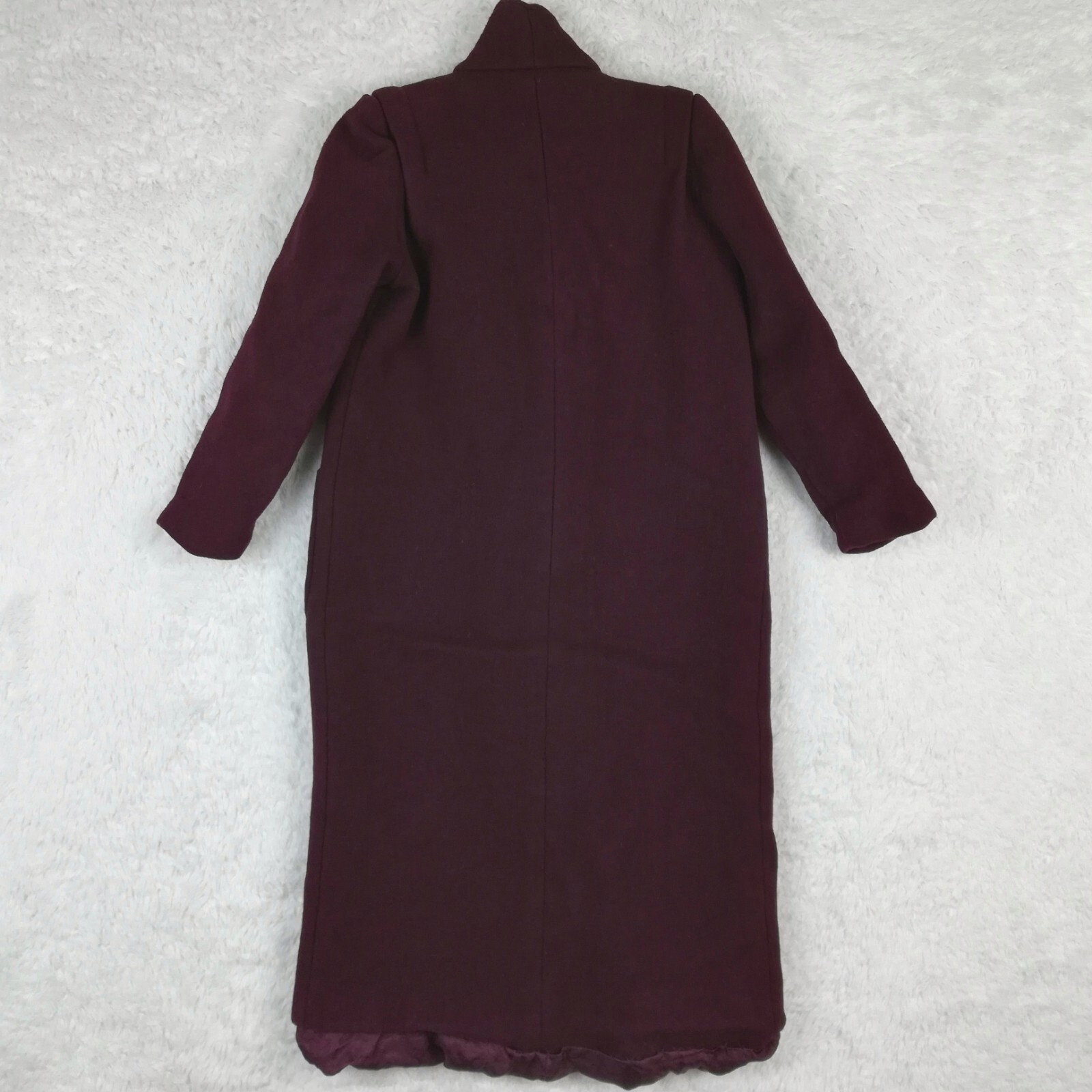 Vintage Anglo Fabrics Womens Jacket L Burgundy Wool Military Double Breasted