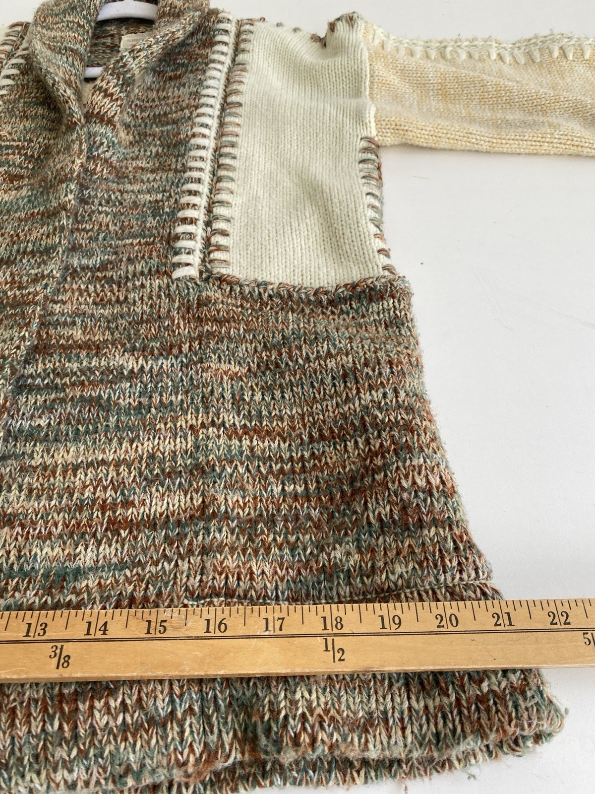 Vintage 70s Sirocco M Cotton Blend Heavy Knit Wrap Cardigan Sweater Boho Hippie