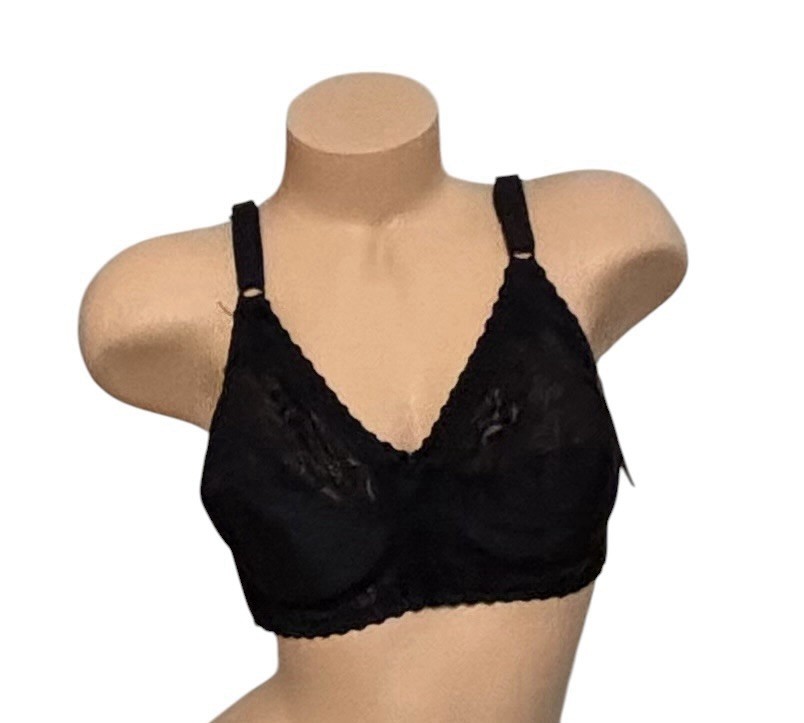 KMART PINK Black Shiny Satin Lace Nylon Bra Womens 38C NWT