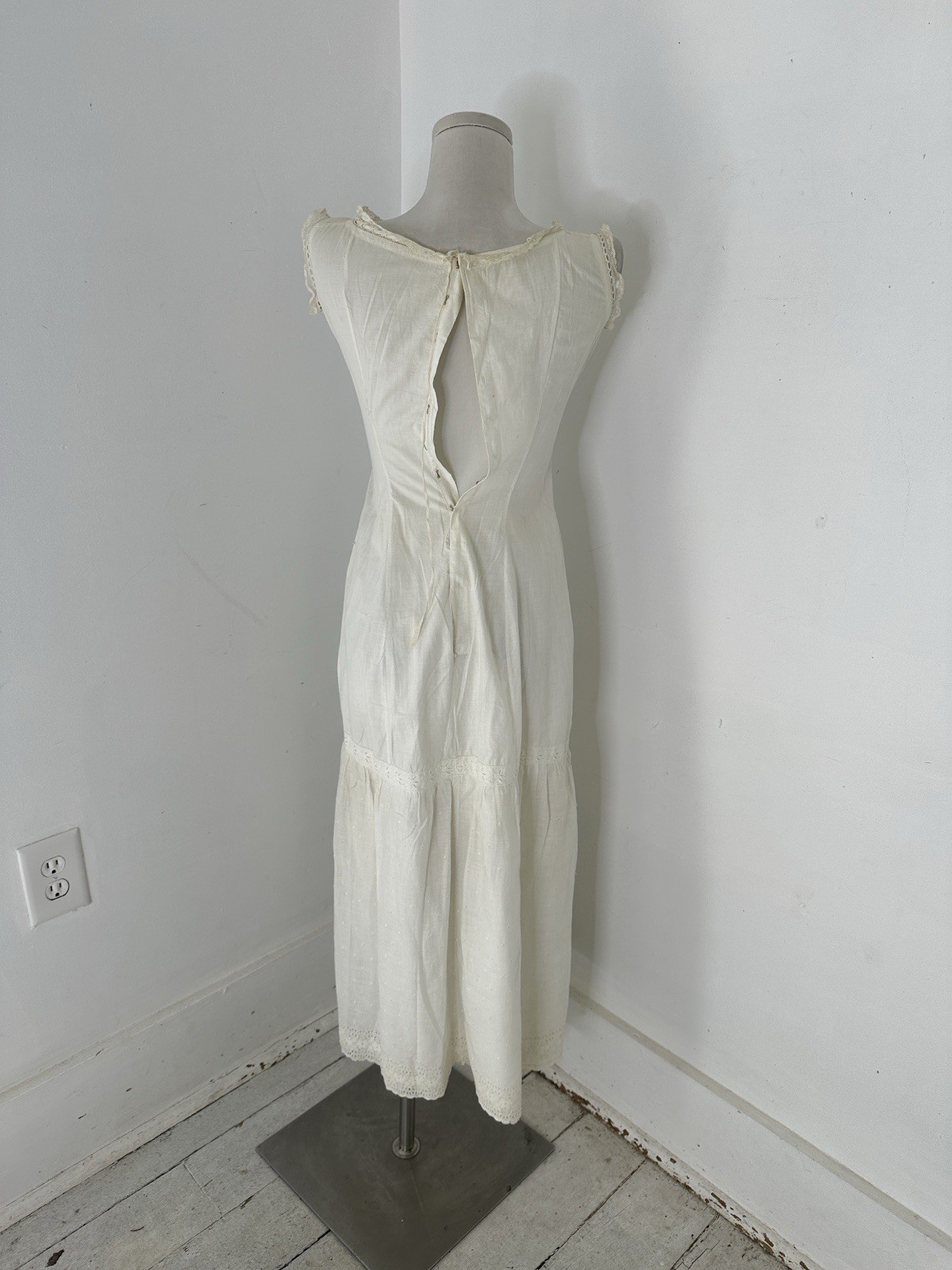 Antique Cotton White Slip Style Summer Dress