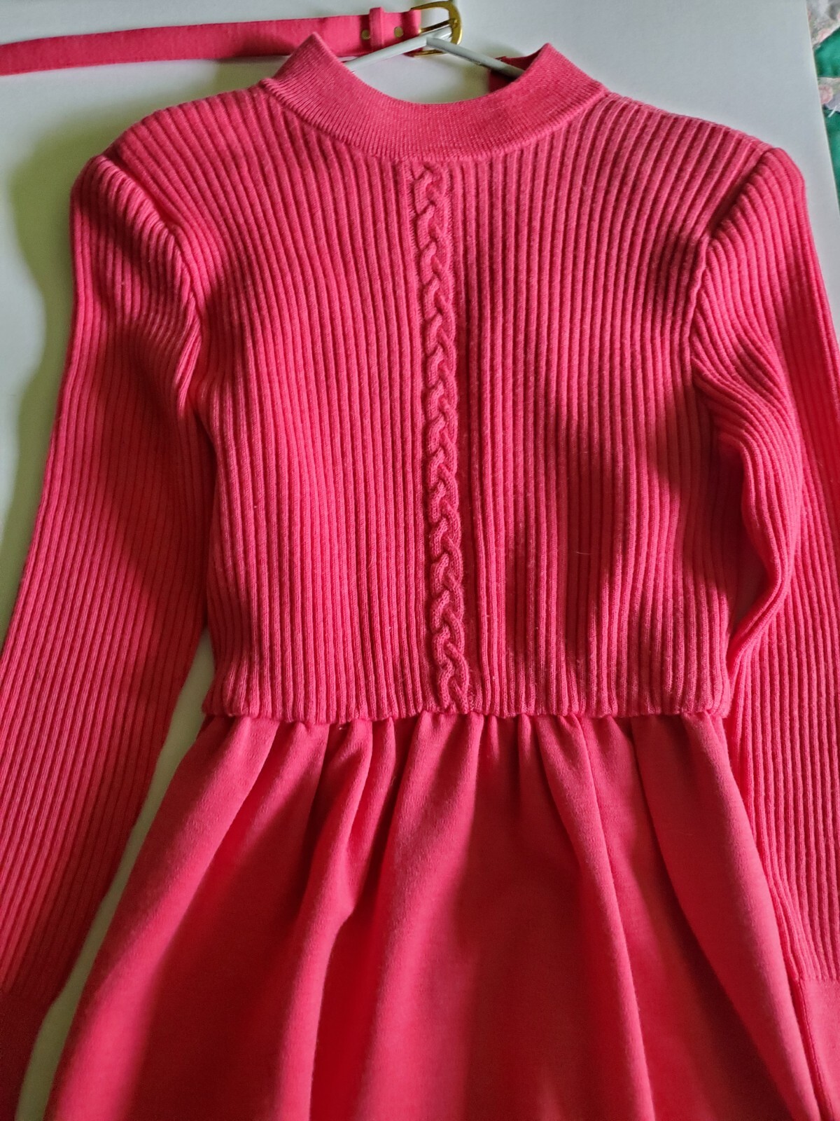 CIAO LTD Sweater Dress Knit Vintage Rose Pure New Wool Midi Hong Kong Sm/Med