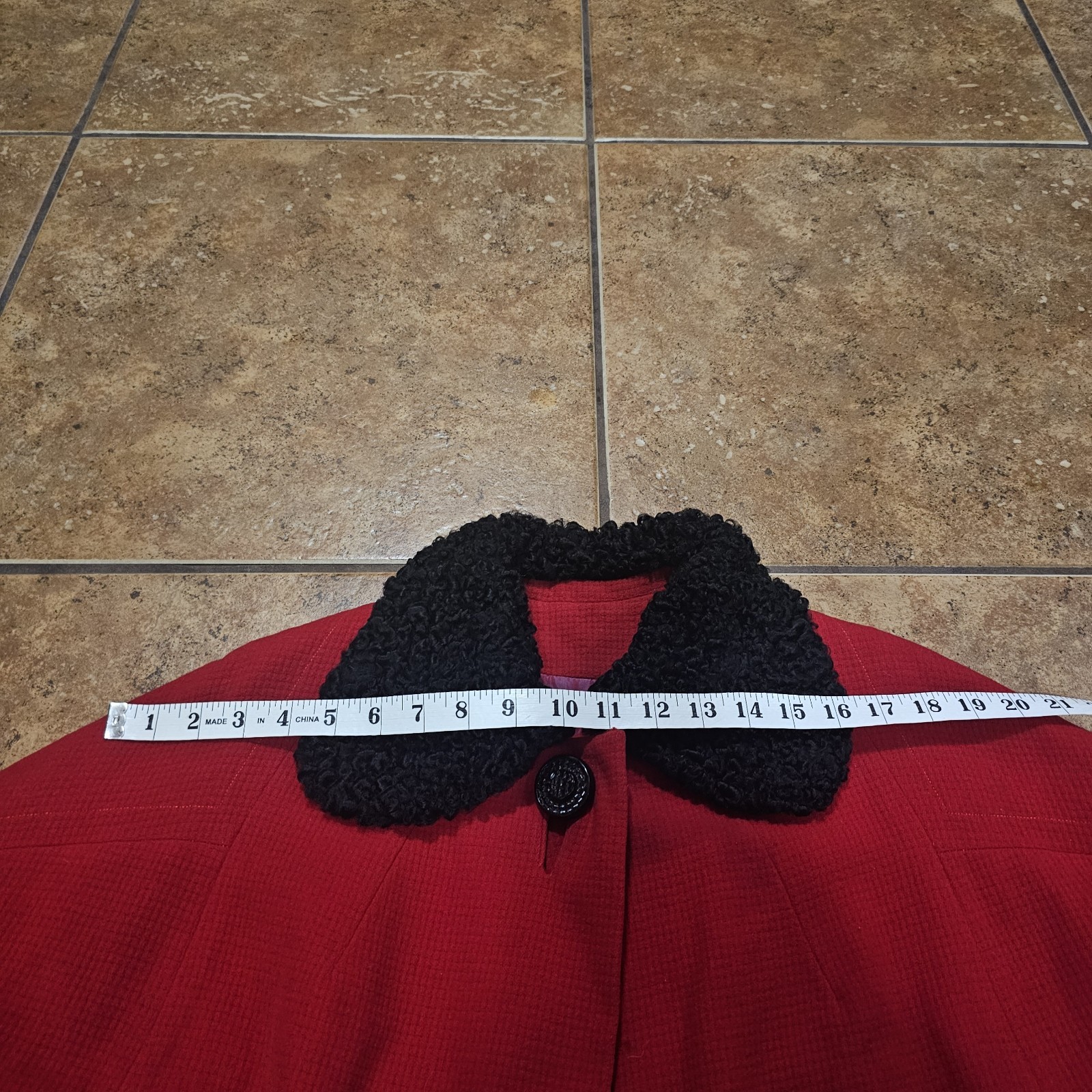 Vintage 50s Coat Jaunty Juniors Berlou Moth Proofed Red Black Oversized Wool
