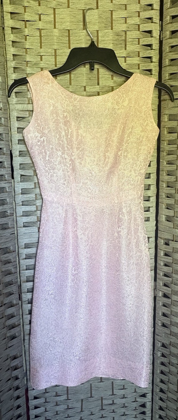 50’s Vintage PINK BROCADE TAILORED Cocktail SHEATH DRESS – XS