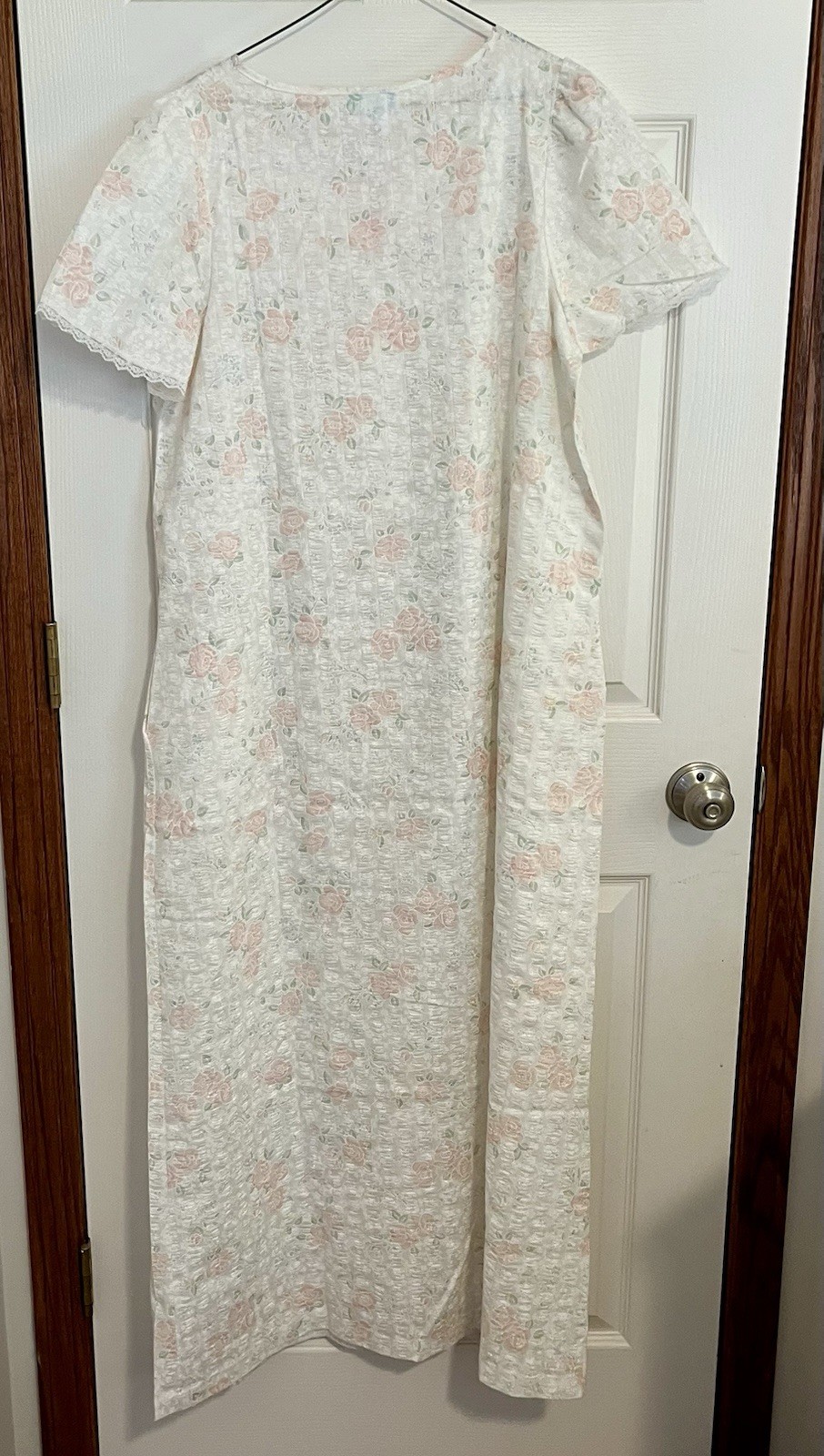 VTG Wolverine White & Pink Floral Nightgown & Housecoat Robe Poly Blend Set Med