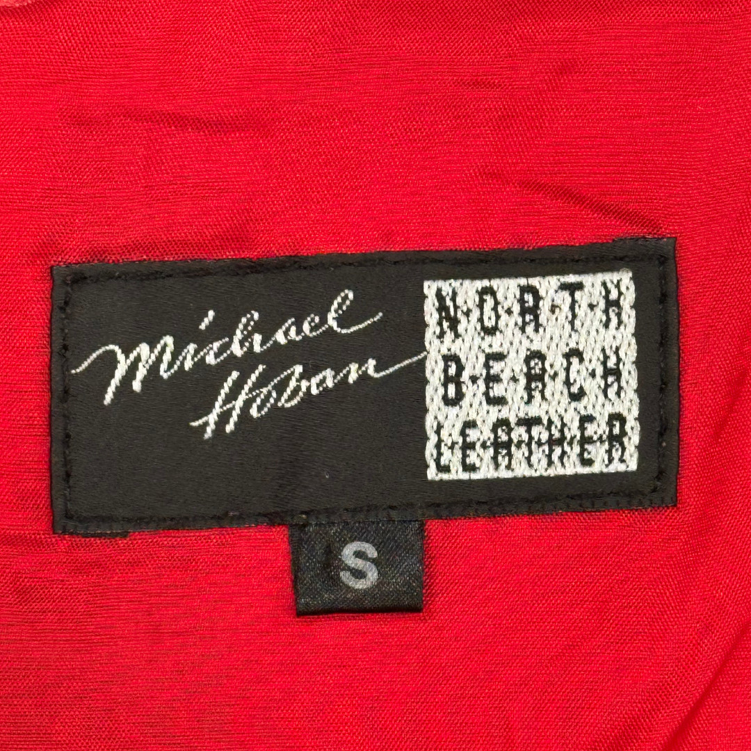 Vintage Michael Hoban Leather 90s Red Strapless Lace Up Dress