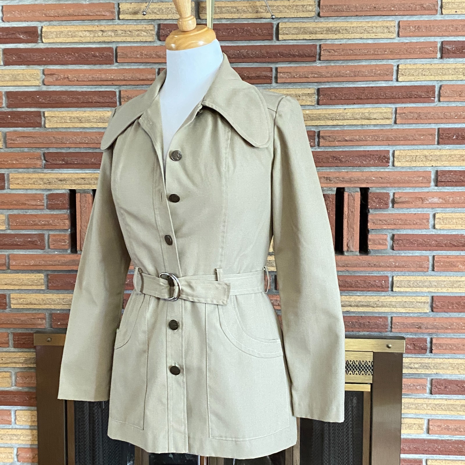 Womens 1970s Spring Jacket Tan Size XS