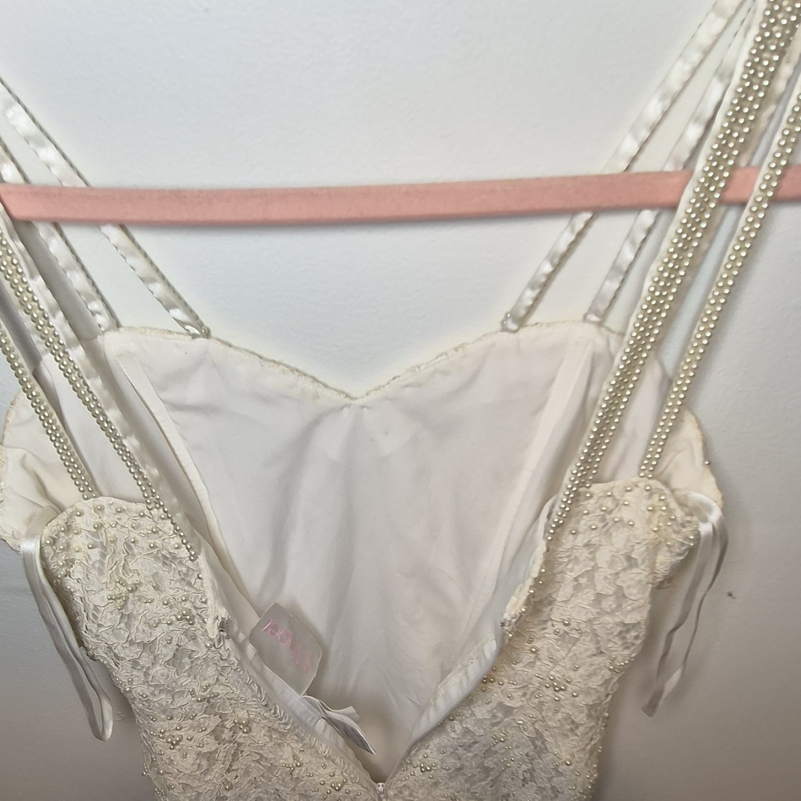 St. Tropez White Beaded Lace Vintage Dress Size 6 Davids Bridal