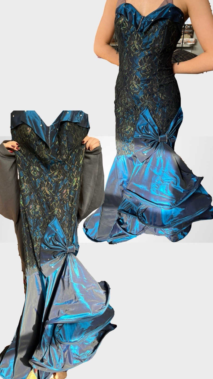 Lizette Creations 1980s Fantasy Iridescent Gown / Prom Dress / Mardi Gras